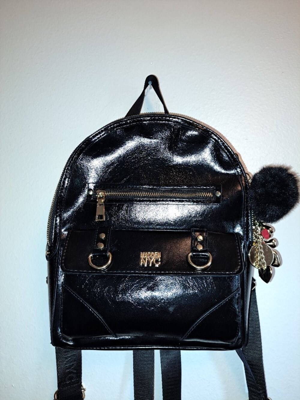 Madden NYC Women's Faux Leather Dome Ring Backpack,Purse &Keychain-Key Charm - Picture 1 of 10